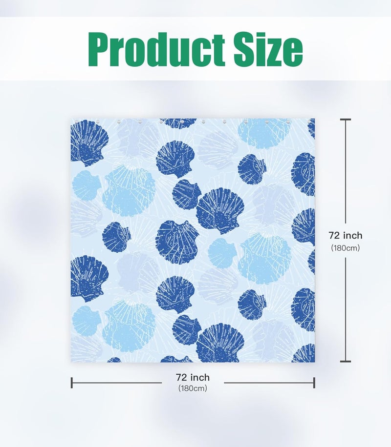 Stanoha Shower Curtain for Bathroom Stall Modern Cute Aesthetic Washable Decorative Girly Waterproof Unique Seashell Elegant Girls Chic Print Design Teen Women Cortinas de Baño Bathtub 72 x72 Inch - Image 2